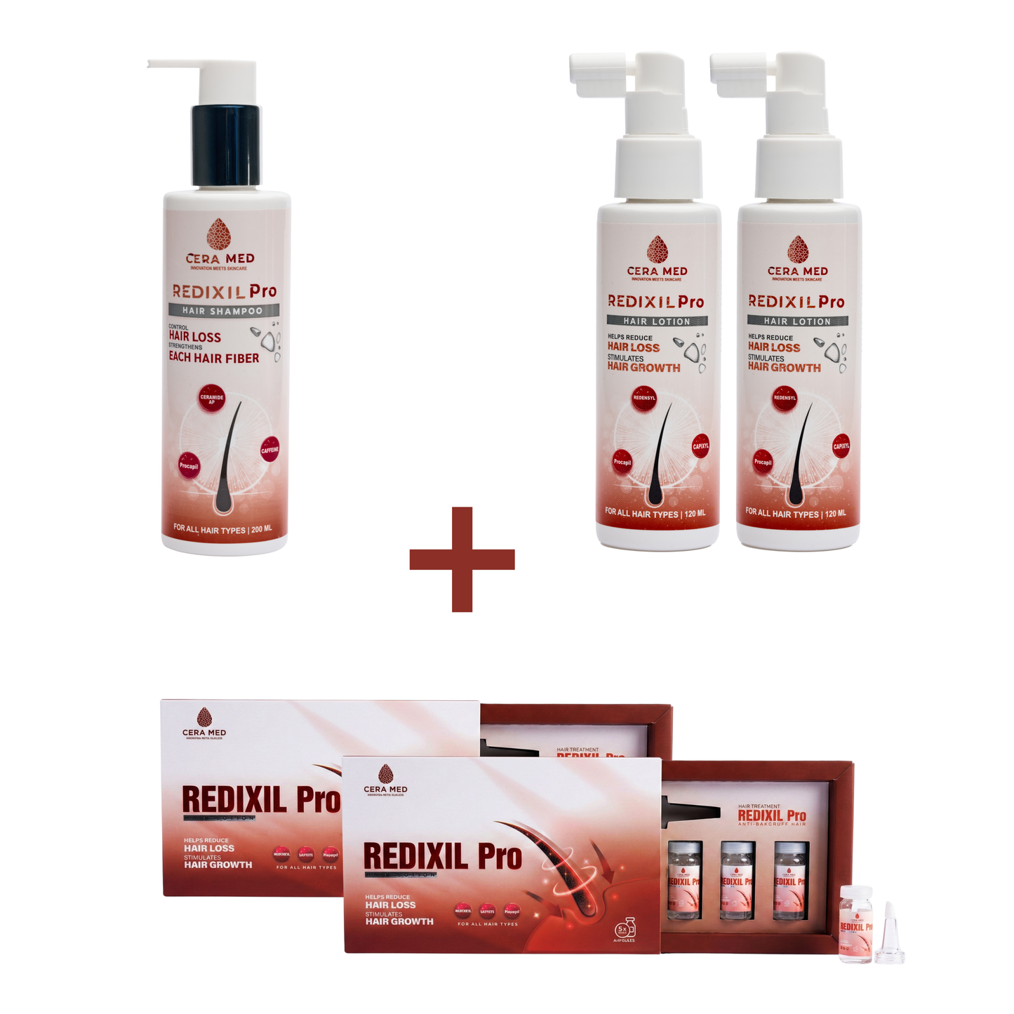2 Redixil pro ampoul + 2 Redexil Pro Hair Lotion + Redexil Pro Hair Shampoo