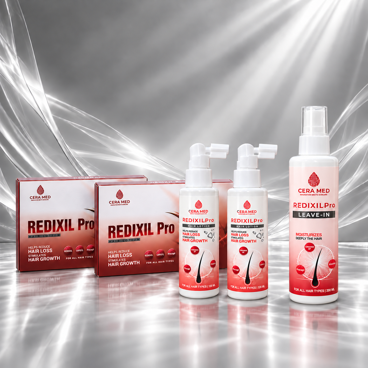 Redexil Pro Ultimate Course – 2 Ampoules + 2 Lotions + Leave-In