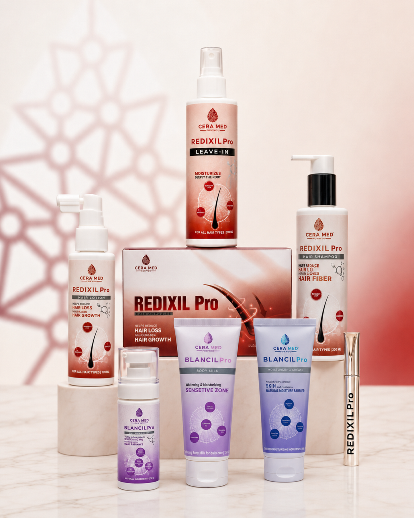 Ampoule + Lotion + Shampoo + Leave-In + Mascara + Moisturizing Cream + Face Brightening Cream + Sensitive Area Brightening Cream